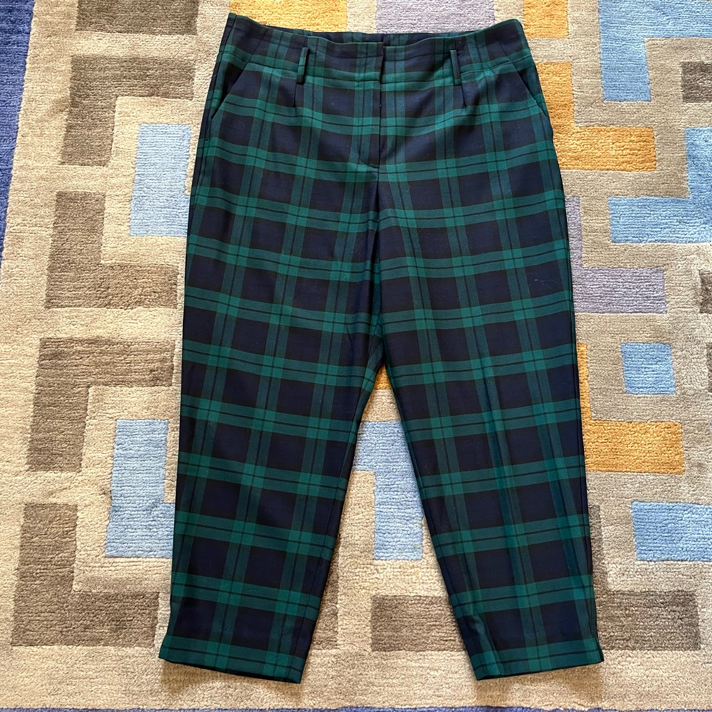 Talbots Ankle Pants Black Watch Plaid Wool Blend Women's Petites Size 16P